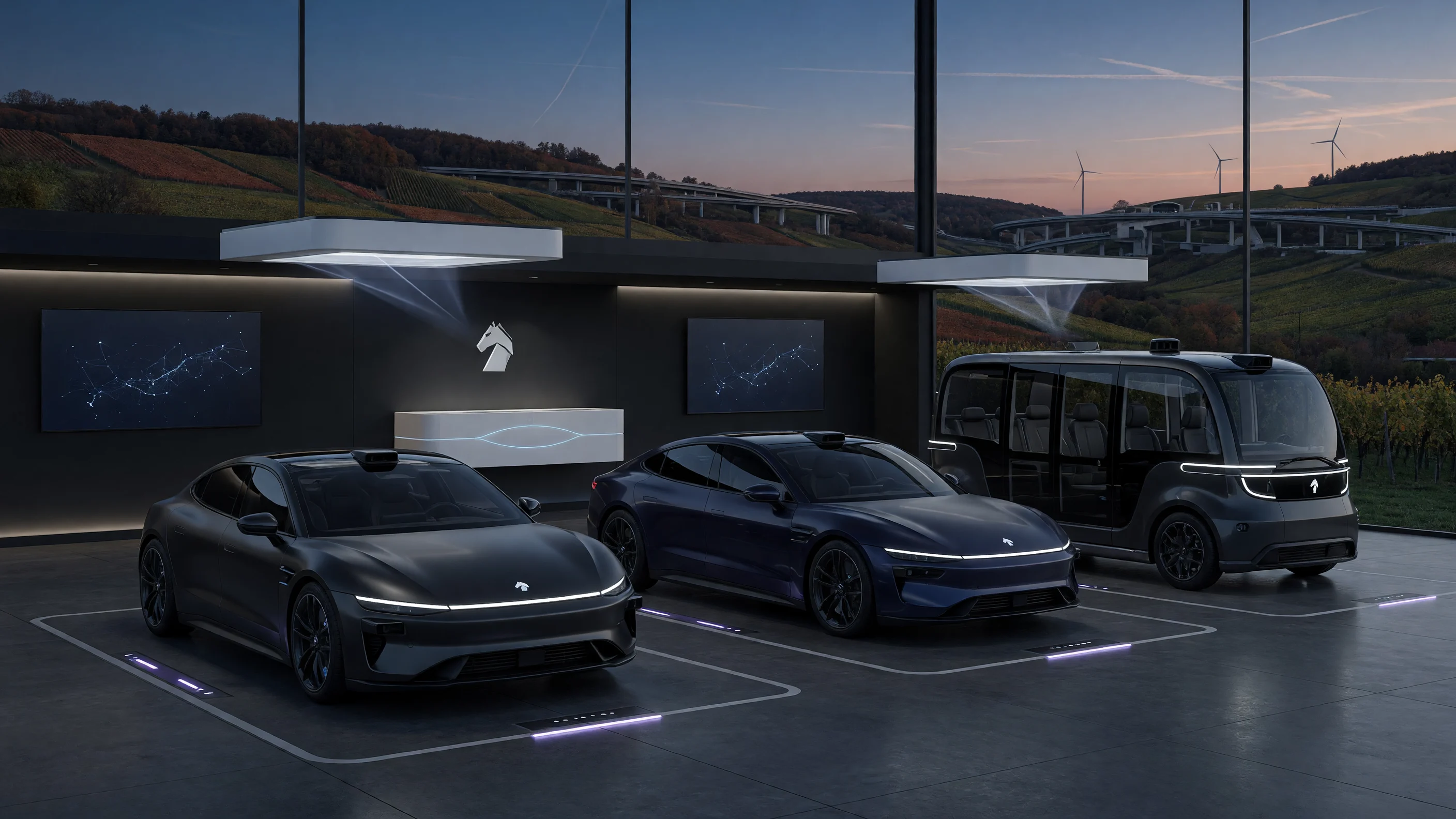Autonomous Stardrive vehicle family in an operations hub.
